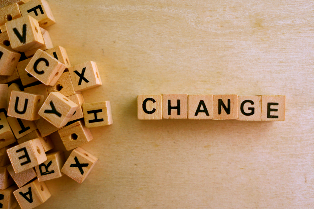 Change word cube on wood background