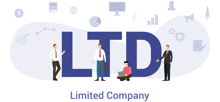 ltd limited time company concept with big word or text and team people