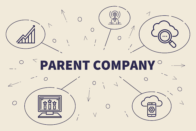 Conceptual business illustration with the words parent company